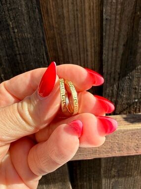14k Gold Greek Key Hoop Earrings